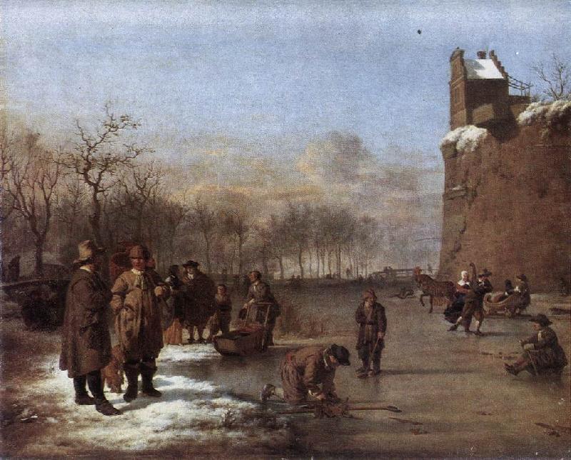 VELDE, Adriaen van de Amusement on the Ice r oil painting image